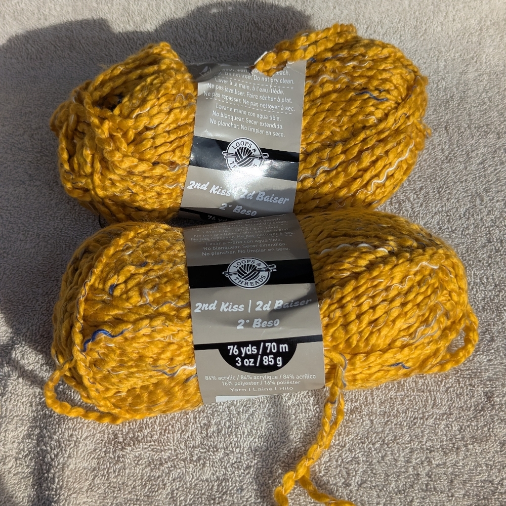 2nd Kiss Yarn By Loops And Threads, 2 Skiens Same Dye Lot, New